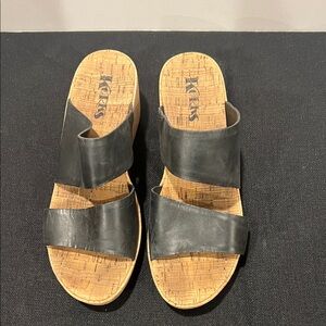 KORKS Black Leather Sandals
